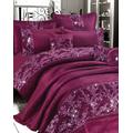 oceanevo® GIGI Embroidered Duvet Cover with Pillowcases Lace Diamante Quilt Silk Satin Bed Throw & Shams Bedspread Bed Sets (Plum, Bed Throw + Shams)