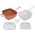 Nonstick Frying Pan with Lid,Nonstick Deep Square Induction Frying Pan,4Pcs Set Stainless Steel NonStick Frying Pan Multifunctional Saucepan Kitchen Supplies