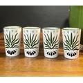 Tequila Shot Glasses, Handmade Tequila Gift Set Includes 4 Ceramic Mexican Shot Glasses. Unique Gifts for Tequila Lovers. Talavera shot glasses Made in Mexico.