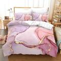 ZXBNNN Marble Patterns Printed Bedding Set Pink Color Duvet Cover Sets Comforter Bed Linen Twin Queen King Single Size Print Quilt 155x220cm*1/43x63cm*2