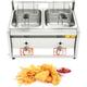 Electric Deep Fryer,Large Capacity Commercial Countertop LPG Gas Deep Fat Fryer with 10Lx2 Baskets, Lid,for French Fries, Home, Kitchen, and Restaurant Use