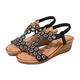 SPABOY Women Gladiator Sandals Rhinestone Garland Slingback Peep-Toe Elastic Band Anti-Skid Fashionable Summer Wedge Shoes Silver Casual (Color : Black, Size : 3.5 UK)