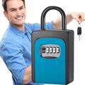 Key Box with Code,Key Safe Wall Mounted,Large Capacity Key Lock Box Outdoor,Waterproof,Lock Box Essential for Travel,No Installation Required,Blue