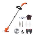 24V Cordless Strimmer, Telescopic Lightweight Grass Trimmer with 2xMetal Blades & 6xPlastic Blades, 2 Battery, Electric Garden Strimmer Grass Cutter for Lawn Edger Pruning Weed