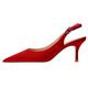 CHMILE CHAU 【You need to measure the length of your feet before ordering】 Women's pumps-high heel shoe-needle-pointed toe-buckle slingback strap 39-CHC-19, Red B, 6.5 UK