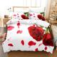 ZXBNNN Luxury Red Rose Rose Bedding Set Flowers Lovers Duvet Cover Girl Duvet Cover Bedroom Bedding Duvet Cover Set Full Size 200x230cm*1/43x63cm*2