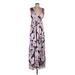 Cynthia Rowley TJX Casual Dress V-Neck Sleeveless: Pink Floral Dresses - Women's Size 8