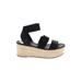 Steve Madden Wedges: Black Print Shoes - Women's Size 7 1/2 - Open Toe