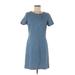 Banana Republic Casual Dress - A-Line Crew Neck Short sleeves: Blue Solid Dresses - Women's Size 8