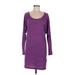 C&C California Casual Dress - Sweater Dress Scoop Neck Long sleeves: Purple Print Dresses - New - Women's Size Medium