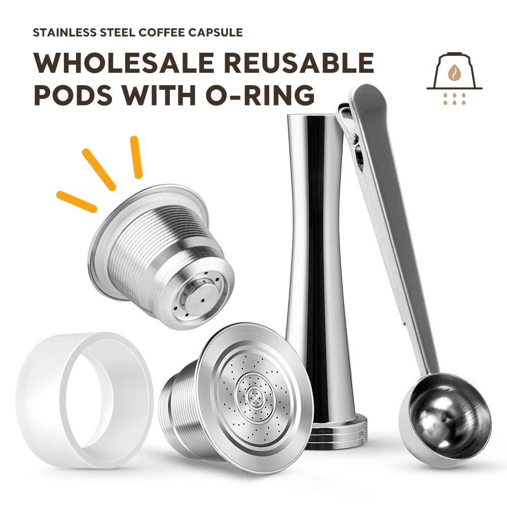 iCafilas nachfüllbare Kaffeekapsel für Nespresso-Kaffeemaschine, Edelstahl-Kaffeefilter, Crema Espresso, Kaffeezubehör, Teegeschirr Image