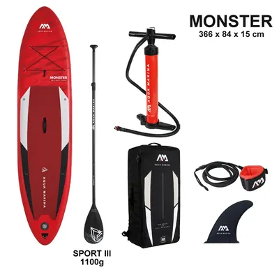AQUA MARINA Aufblasbares SUP Stand Up Paddle Board, Modell MONSTER BT-23MOP, Wassersport Board, Boot, Yacht, Surf, 366x84x15cm