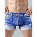 New Fashion Brand Men Denim Underwear 3d Sexy Boxers Jeans Shorts Classic Print Boxers Mens Cowboy U