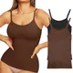 Scoop Neck Compression Cami Tummy and Waist Control Body Shapewear Camisole Summer Tops Black Nude