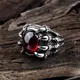 Neue retro dragon claw ring großen schwarzen rubin tier kristall mode punk herren ring schmuck