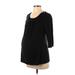 Oh Baby By Motherhood 3/4 Sleeve Top Black Polka Dots Scoop Neck Tops - Women's Size Small Maternity
