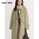 CHIC VEN Women's Long Trench Coat Casual Loose Ladies Outerwear Single Breasted Female Windbreaker