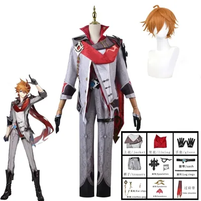 Anime Genshin Impact Tartaglia Cosplay Kostüm Perücke Umhang Childe Genshin Cosplay Tartaglia Image