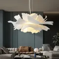 Postmodern Designer Pendant Light White Flower LED Hanging Lamp for Bedroom Restaurant Bar Store