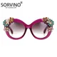 80S Frauen Übergroßen Blume Diamant Sonnenbrille Luxury Brand Designer Retro Vintage Cat Eye Strass