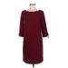 Talbots Casual Dress - Shift: Burgundy Solid Dresses - Women's Size 6 Petite