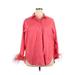 J.Crew Collection Short Sleeve Button Down Shirt: Red Solid Tops - Women's Size 18