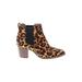 Madewell Ankle Boots: Chelsea Boots Chunky Heel Boho Chic Brown Leopard Print Shoes - Women's Size 8 1/2 - Almond Toe