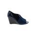Calvin Klein Wedges: Blue Solid Shoes - Women's Size 8 - Open Toe