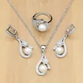 Perla d'acqua dolce con Set di gioielli CZ gioielli in argento Sterling 925 decorazione di cerimonia