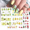 4 pz Avocado Nail Art adesivi geometrici frutta decalcomanie estate Kiwi fragola limoni tatuaggio