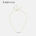 ANDYWEN-Collier ras du cou en argent regardé 100% pour femme ligne de perles long collier fait