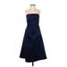 Alfred Angelo Cocktail Dress - A-Line Strapless Sleeveless: Blue Solid Dresses - Women's Size 2