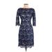 Eliza J Casual Dress - Sheath: Blue Print Dresses - Women's Size 2 Petite