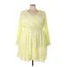 Torrid Casual Dress - A-Line V Neck 3/4 sleeves: Yellow Dresses - New - Women's Size 3X Plus