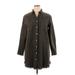 Casual Dress - Shirtdress Collared 3/4 sleeves: Brown Print Dresses - Women's Size 2X