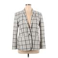 Ann Taylor Blazer Jacket: Below Hip Ivory Plaid Jackets & Outerwear - Women's Size 14