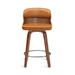 Corrigan Studio® Bar Stools Swivel, Mid Century Modern Bar Stools, 26 Inch Bar Chairs w/ Solid Back, Walnut Finish & Faux Leather Seat | Wayfair