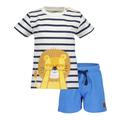 BLUE SEVEN - T-Shirt Hello Lion Mit Shorts In Offwhite/Blau, Gr.74