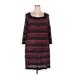 Lane Bryant Casual Dress - Mini Square 3/4 sleeves: Burgundy Color Block Dresses - Women's Size 22 Plus