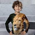 Garçon 3D Lion Tee-shirts Chemise manche longue 3D effet Printemps Automne Sportif Mode Vêtement de rue Polyester Enfants 3-12 ans Col Ras du Cou Extérieur Casual du quotidien Standard
