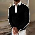 Homme POLO Polo quart de zip Extérieur Plein Air Col rabattu Quarter Zip manche longue Mode Vêtement de rue Bloc de couleur Rayé Zippé Quarter Zip Eté Printemps Standard Noir / Blanc Noir Blanche POLO