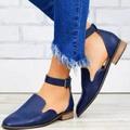 Femme Ballerines Baby Grandes Tailles Chaussures souples Soirée Bureau Travail Eté Boucle Talon Plat Bout rond Elégant Rétro Vintage Marche Faux Cuir Lanière en T Noir Jaune Rouge