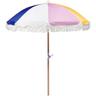 Sonnenschirm Bunt Stoff-Bespannung Rund ⌀ 150 cm mit Volant Regenschutz Holzmast Neigungsfunktion