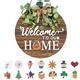 pc Wooden Plaque Interchangeable Seasonal Welcome Sign Front Door Decoration Festive Style Round Wooden Wreath Wall Hanging Outdoors Walls Porches Suitable For Spring Summer Fall Four Seasons