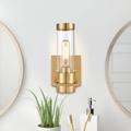 IModern Wall Light Fixture Nickel 1 PCS Wall Sconce Bathroom Wall Lighting with Cylinder Clear Glass Shade for Bathroom 110-240V