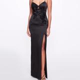 Marchesa Notte Sleeveless Beaded Stretch Charmeuse Column Gown - Black - 8