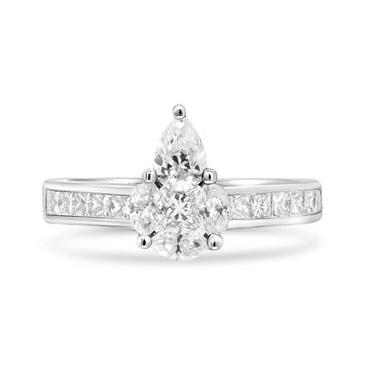 Haus of Brilliance 18K White Gold 1 3/8 Cttw Diamond Pear Shaped Composite Style Engagement Ring - F-G Color, VS1-VS2 Clarity - Ring Size 6.5 - White - 6.5