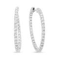 Haus of Brilliance 18K White Gold 3 5/8 Cttw Round Diamond Curved Inside-Outside Hoop Earrings - F-G Color, VS1-VS2 Clarity - White