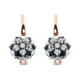 Haus of Brilliance 18K Rose And White Gold 1/3 Cttw Round Diamonds And Round London Blue Topaz Gemstone Cluster Floral Drop Hoop Earrings - G-H Color, SI1-SI2 Clarity - White