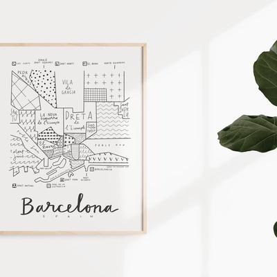 Art By Aleisha Barcelona Neighborhood Map Print - ...